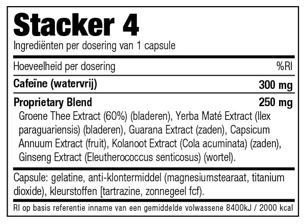 Ingrediënten Stacker 4 - www.jokasport.nl