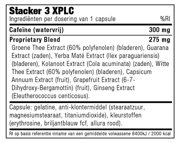 Ingrediënten Stacker 3 XPLC – www.jokasport.nl
