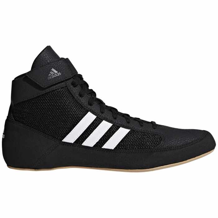 Adidas Havoc (HVC) II worstelschoen AQ3325 – zijaanzicht in zwart met witte strepen en gumzool – verkrijgbaar op jokasport.nl.