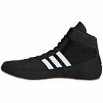 Adidas Havoc (HVC) II worstelschoen AQ3325 – zijaanzicht in zwart met witte strepen en gumzool – verkrijgbaar op jokasport.nl.