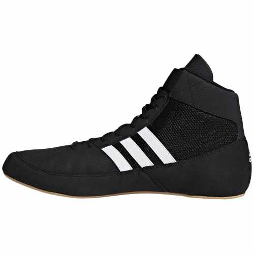 Adidas Havoc (HVC) II worstelschoen AQ3325 – zijaanzicht in zwart met witte strepen en gumzool – verkrijgbaar op jokasport.nl.