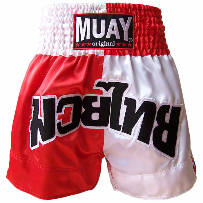 Muay Red / White Blocked Thai Short - www.jokasport.nl