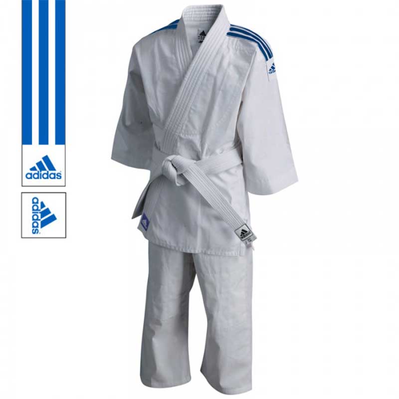 Adidas Judopak J200 Evolution Wit/Blauw - Jokasport.nl