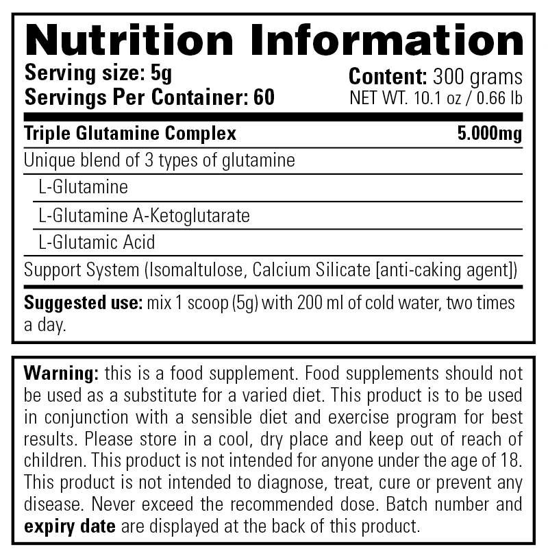 Complete Glutamine - Nutrition Information
