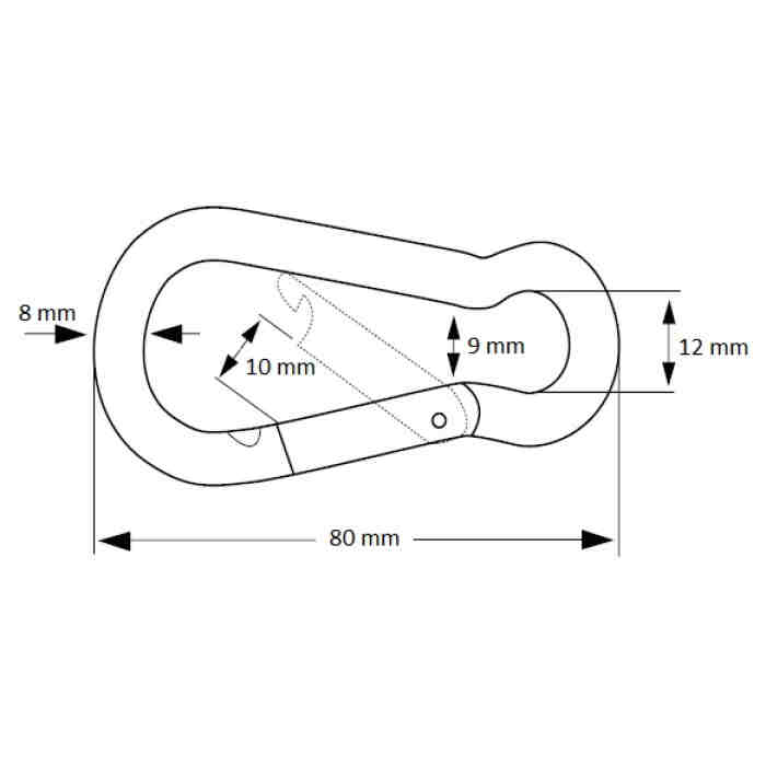 Karabijnhaak 8x80mm Verzinkt SWL: 230kg - www.jokasport.nl