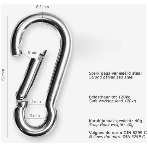 Verzinkt SWL Karabijnhaak - jokasport.nl