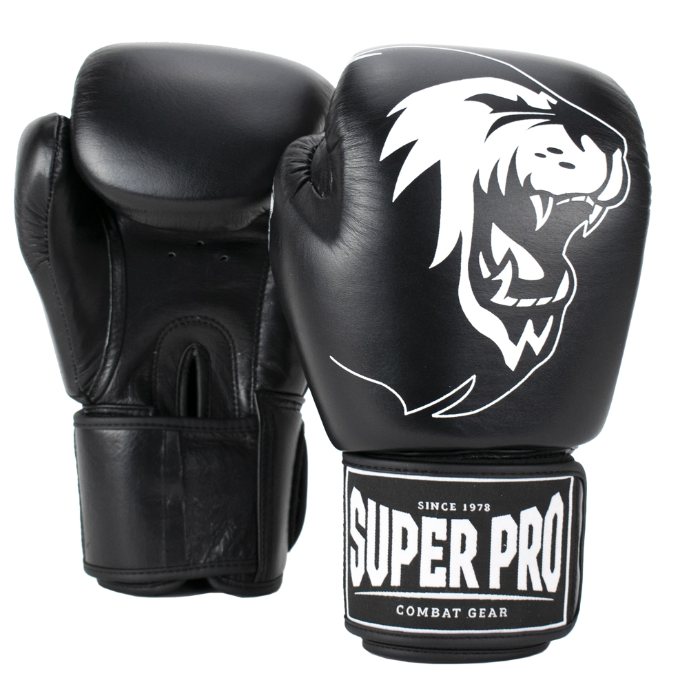 Super Pro Warrior Bokshandschoenen Leer Zwart/Wit