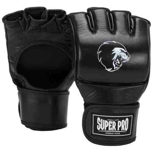 SUPER PRO SLUGGER MMA HANDSCHOENEN LEDER ZWART/WIT - www.jokasport.nl