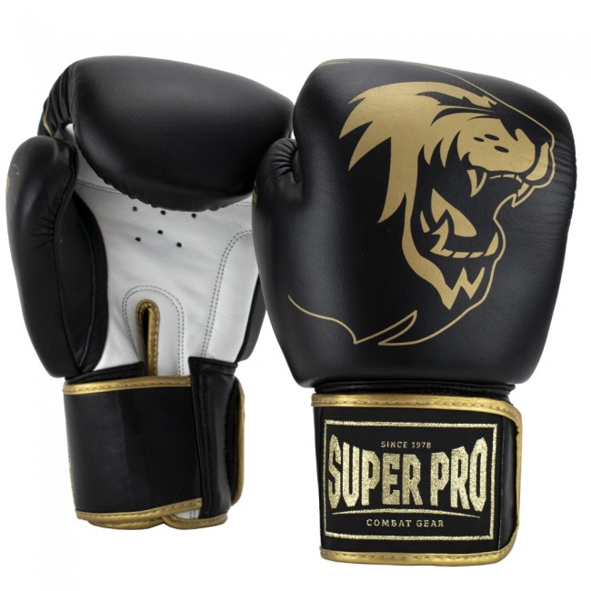 Super Pro Warrior SE Bokshandschoenen Leer Zwart/Goud/Wit