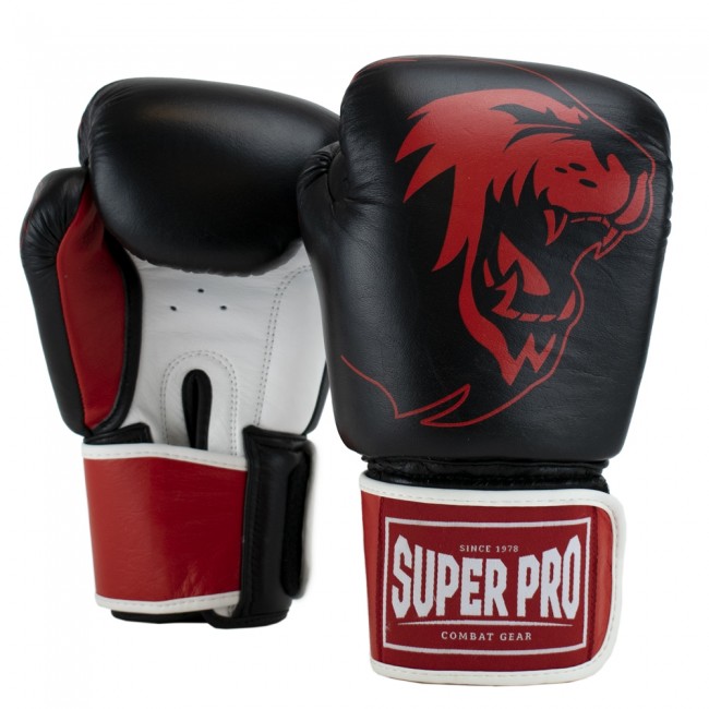Super Pro Warrior SE Bokshandschoenen Leer Zwart/Rood/Wit