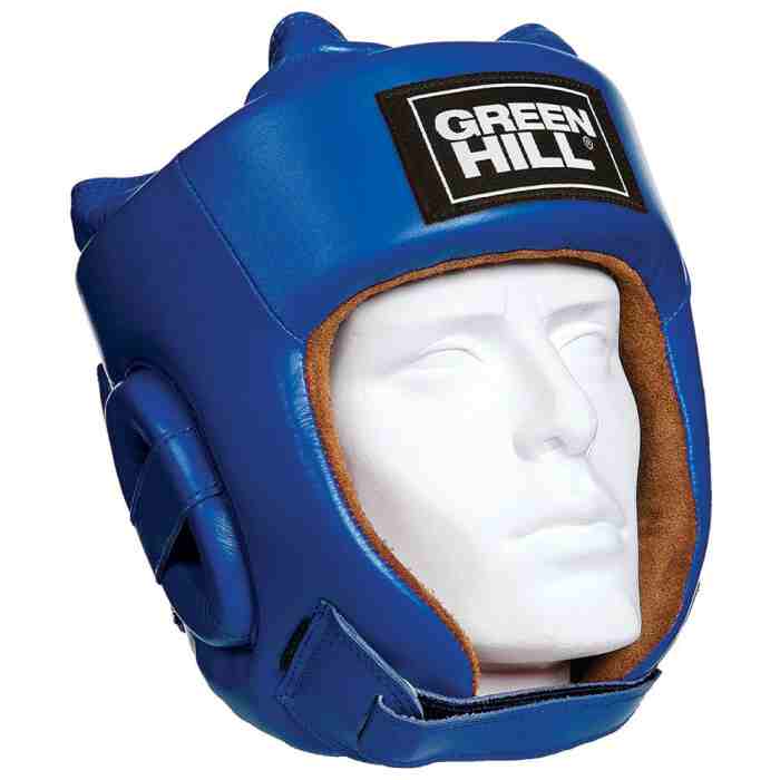 Green Hill Five Stars AIBA Hoofdkap - Leer - Blauw-0