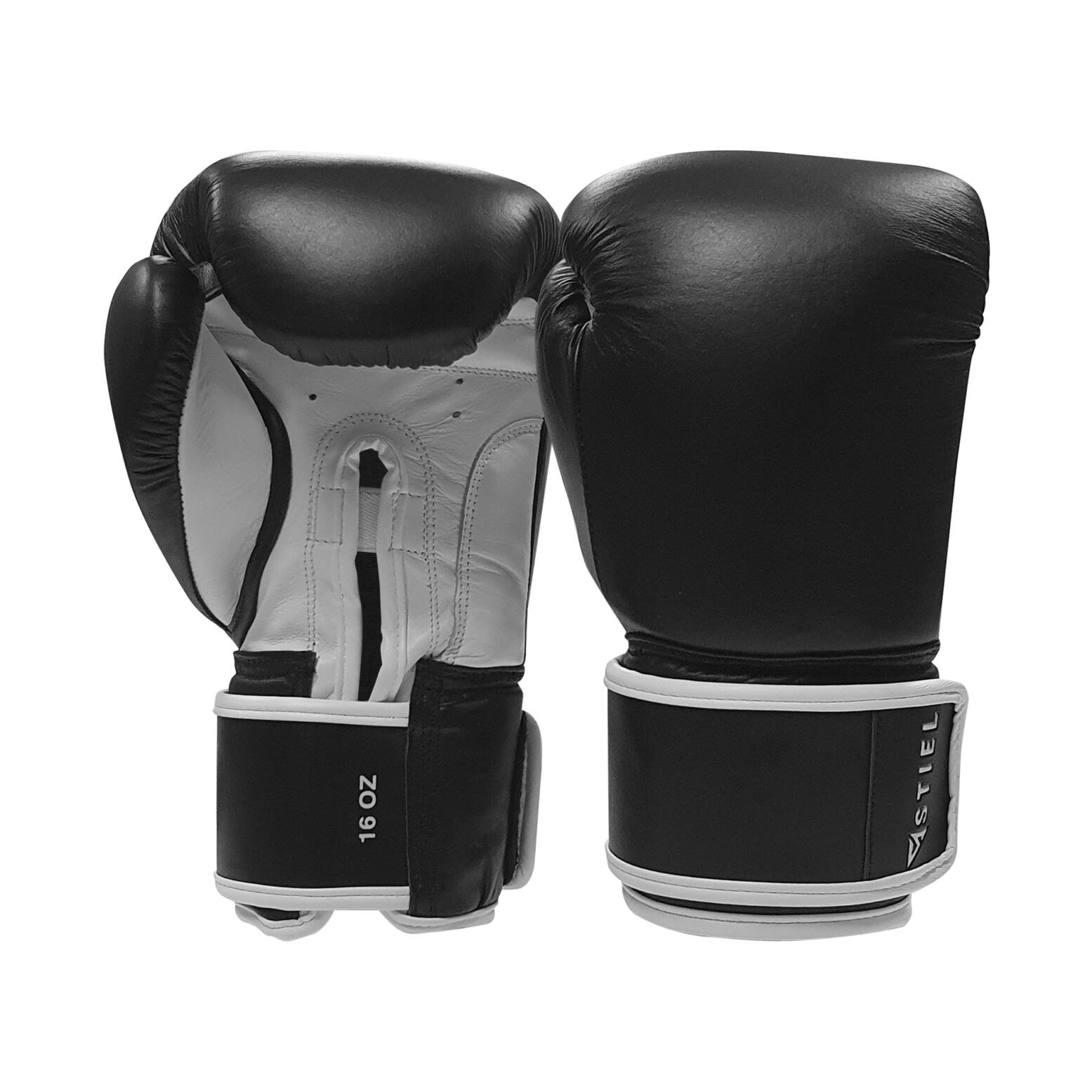 Stiel Thai Gloves Bokshandschoenen – Leer – Zwart met wit – www.jokasport.nl