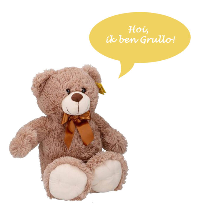 Sunkid Knuffel - Knuffelbeer - Teddybeer 54cm met strik - Grullo - jokasport.nl