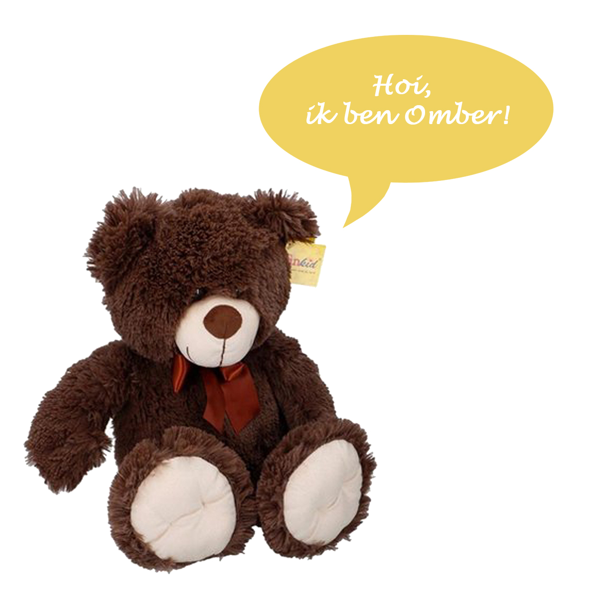 Sunkid Knuffel - Knuffelbeer - Teddybeer 54cm met strik - Omber