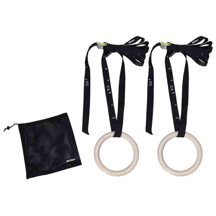 Tunturi Gymnastic rings hout - 23cm diameter - inclusief riem-0
