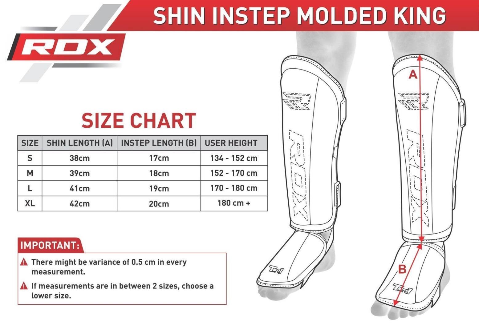 RDX Sports Shin Instep Molded KING - Zwart-535863