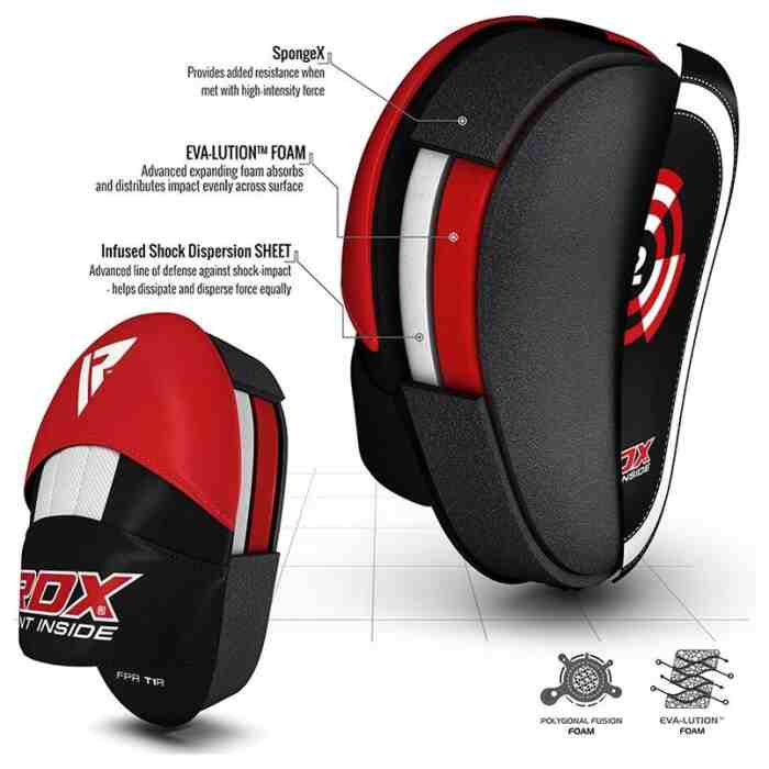RDX Sports Focus Pads Rex Curve T1 - Rood/Zwart-535904