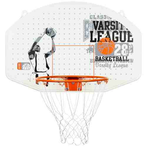 New Port Basketbalbord + ring + net - Wit/Grijs/Oranje - www.jokasport.nl