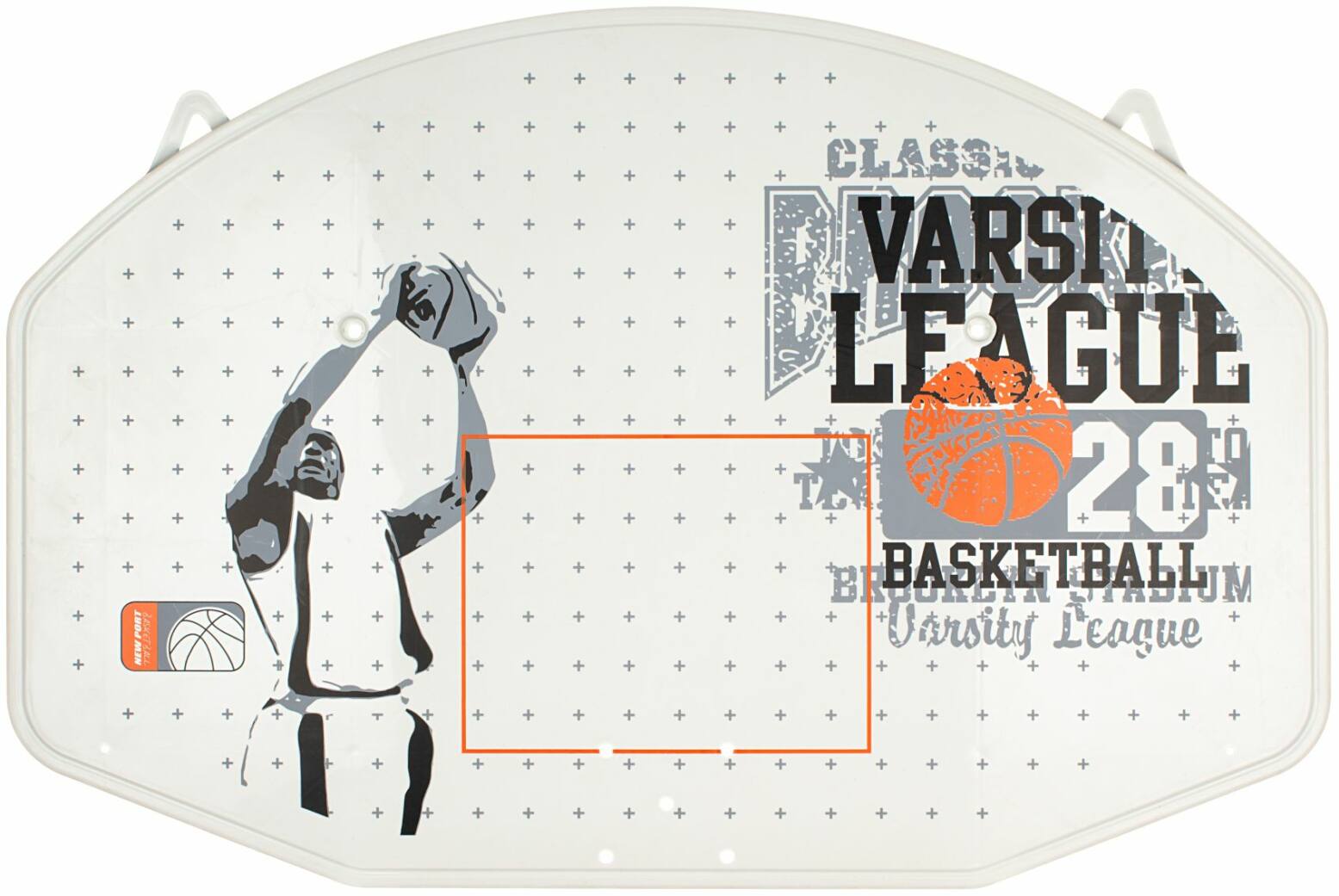 New Port Basketbalbord + ring + net - Wit/Grijs/Oranje - www.jokasport.nl