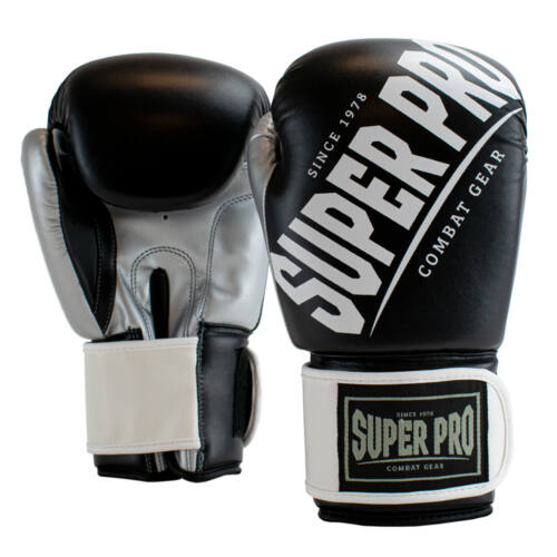 Super Pro Kickbokshandschoenen Rebel Zwart - Grijs - Wit