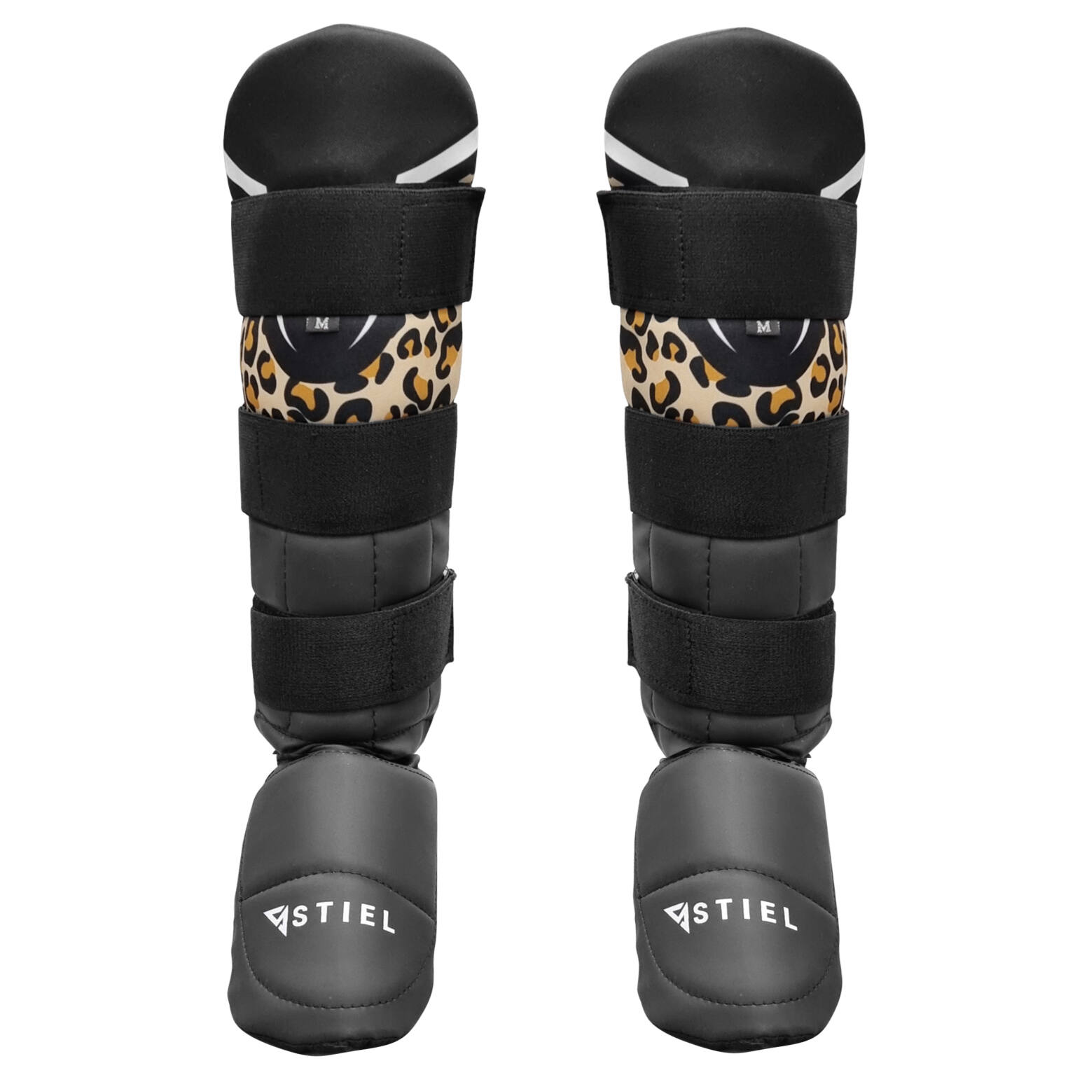 Stiel Leopard Dames Scheenbeschermers - PU - Zwart