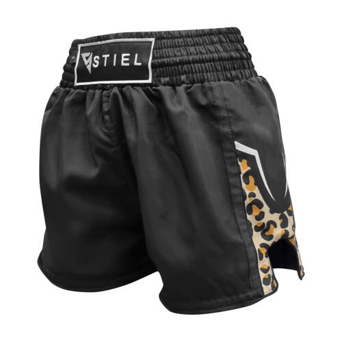 Stiel Leopard Dames Kickboksbroekje - Satijn - Zwart - www.jokasport.nl