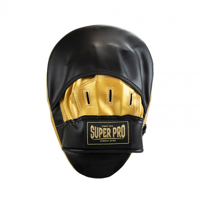 Super Pro Combat Gear Handpads Curved PU Zwart/Goud