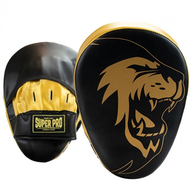 Super Pro Combat Gear Handpads Curved PU Zwart/Goud 1