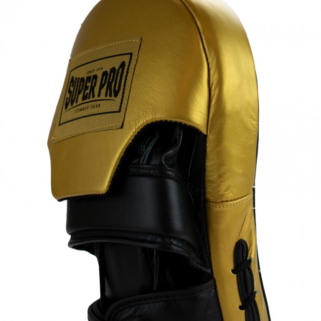 Super Pro Combat Gear Handmitts Long Curved Leder Zwart/Goud