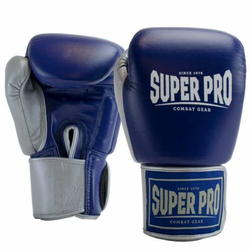Super Pro (thai)bokshandschoenen Leer Enforcer Blauw/Zilver/Wit