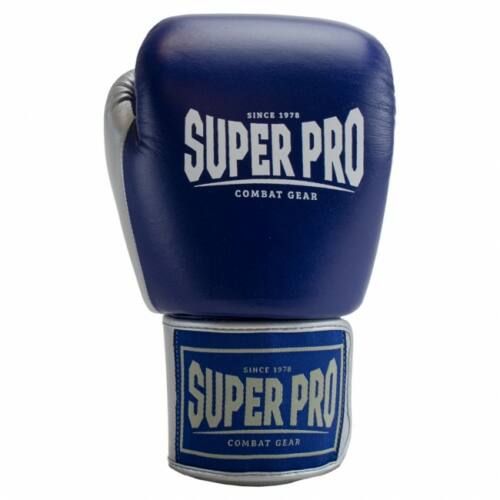 Super Pro (thai)bokshandschoenen Leer Enforcer Blauw/Zilver/Wit