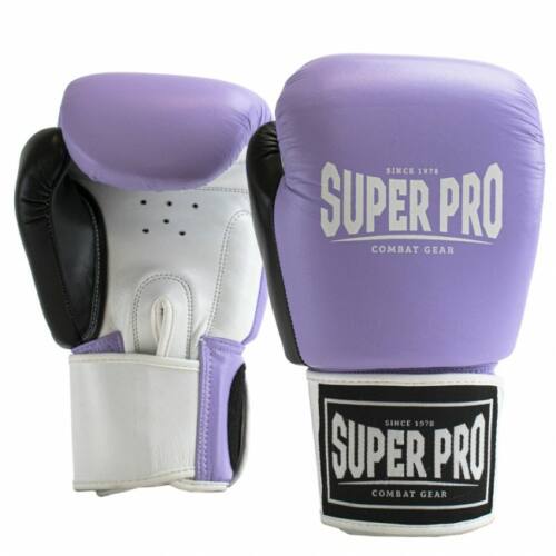 Super Pro (thai)bokshandschoenen Leer Enforcer Lila/Zwart/Wit