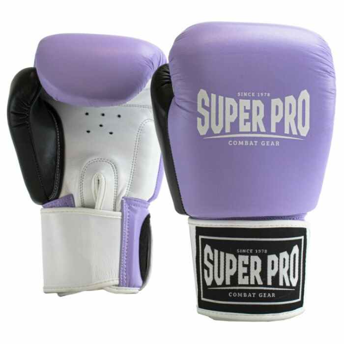 Super Pro (thai)bokshandschoenen Leer Enforcer Lila/Zwart/Wit