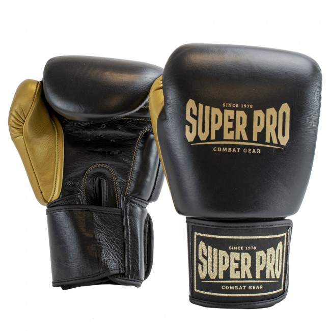 Super Pro (thai)bokshandschoenen Leer Enforcer Zwart/Goud 1