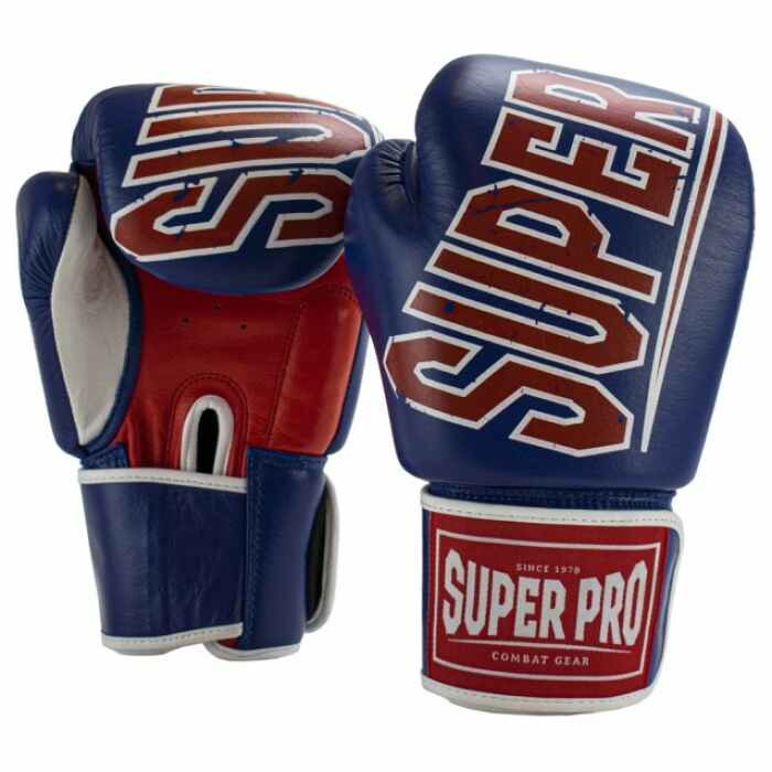 Super Pro Challenger (Kick)bokshandschoenen - Leer Blauw/Rood/Wit