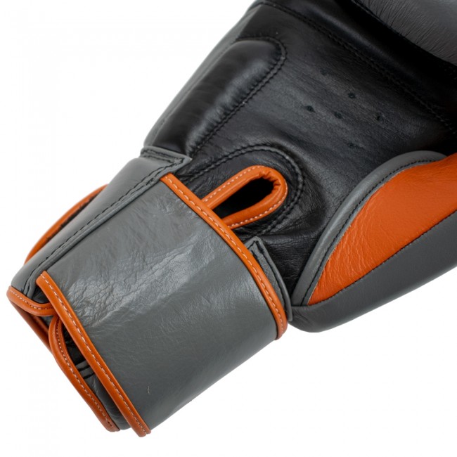 Super Pro Challenger (Kick)bokshandschoenen - Leer Grijs/Oranje/Zwart