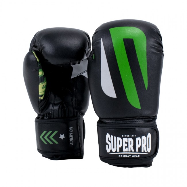 Super Pro No Mercy Bokshandschoenen Kids - Zwart met groen 1 Super Pro No Mercy Bokshandschoenen Kids - Zwart met groen - jokasport.nl