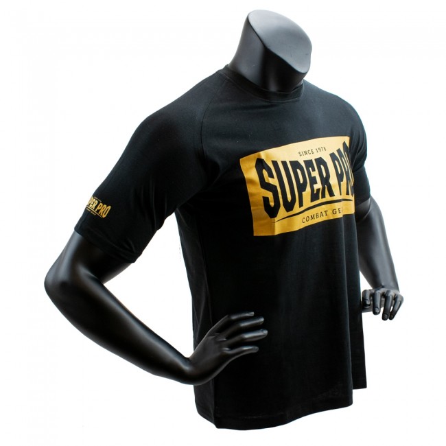Super Pro T-Shirt met logo – Katoen – Zwart met goud 1