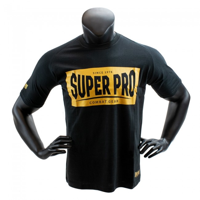 Super Pro T-Shirt met logo – Katoen – Zwart met goud 3