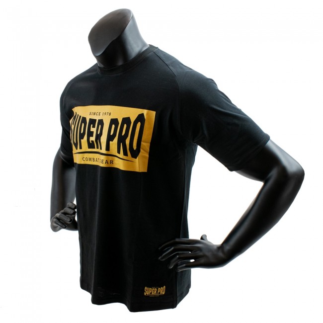 Super Pro T-Shirt met logo – Katoen – Zwart met goud 4