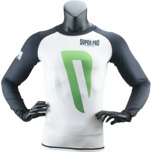 Super Pro Rashguard Lange Mouw-No Mercy-Zwart met groen