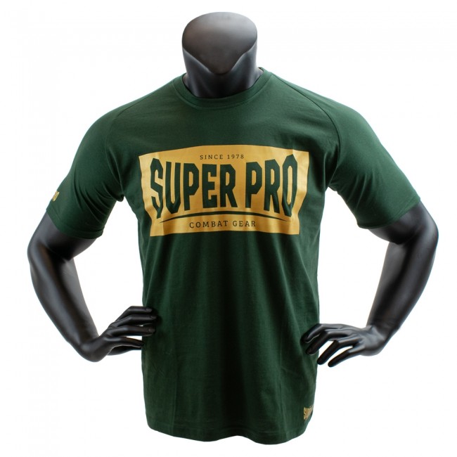 Super Pro T-Shirt met logo – Katoen – Groen met goud 2