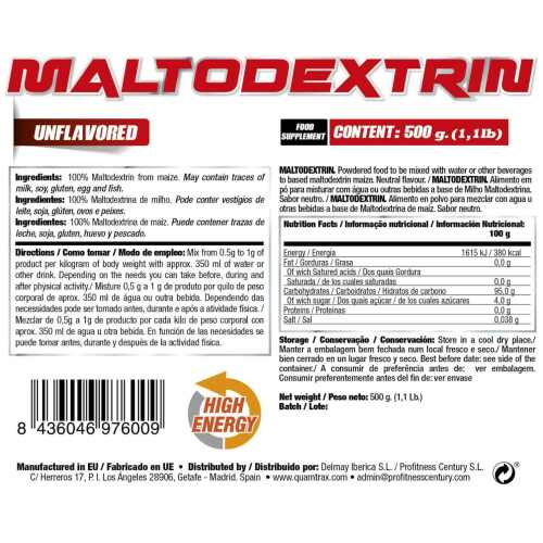 Quamtrax Maltodextrin Complex Carbohydrate - 500g - jokasport.nl