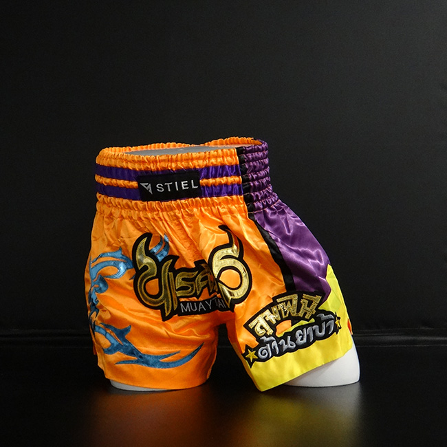 Stiel Muay Thai Short- Broekje - Oranje / Paars / Goud