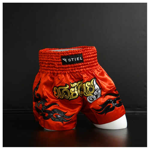 Stiel Muay Thai Short- Broekje - Rood / Goud / Zilver jokasport.nl