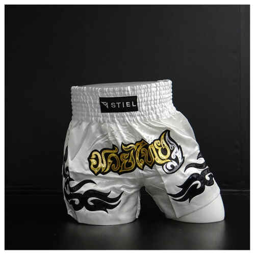 Stiel Muay Thai Short- Broekje - Wit / Goud / Zilver - jokasport.nl