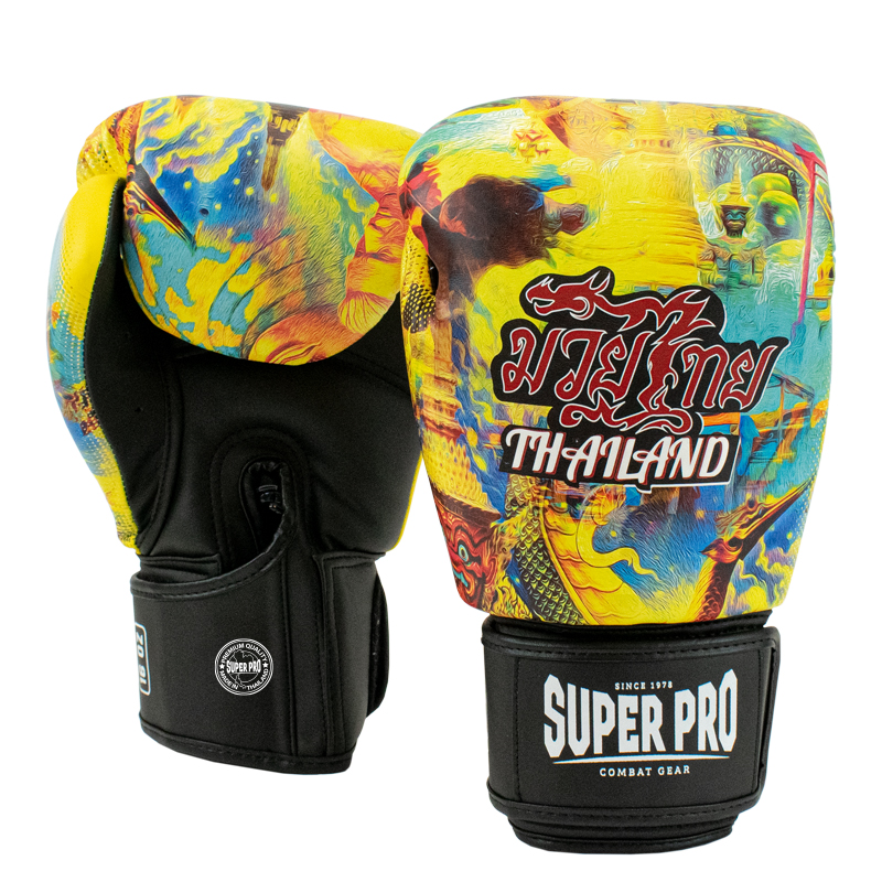 Super Pro Thaibokshandschoenen Leer Pattaya Geel