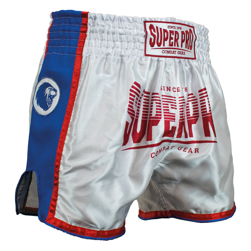 Super Pro Stripes Kickboks broekje Wit/Blauw/Rood