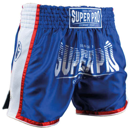 Super Pro Stripes Kickboks broekje Blauw/Wit/Rood