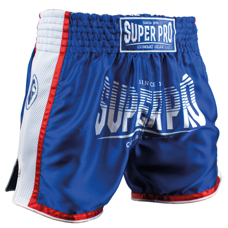 Super Pro Stripes Kickboks broekje Blauw/Wit/Rood